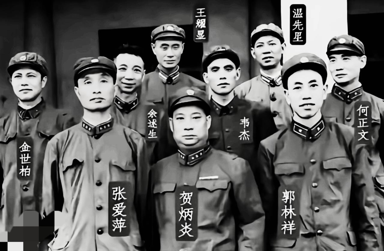 张爱萍将军与众将领的留影合影把一群将领压在同一张纸上，谁在中间，谁靠边，眼睛