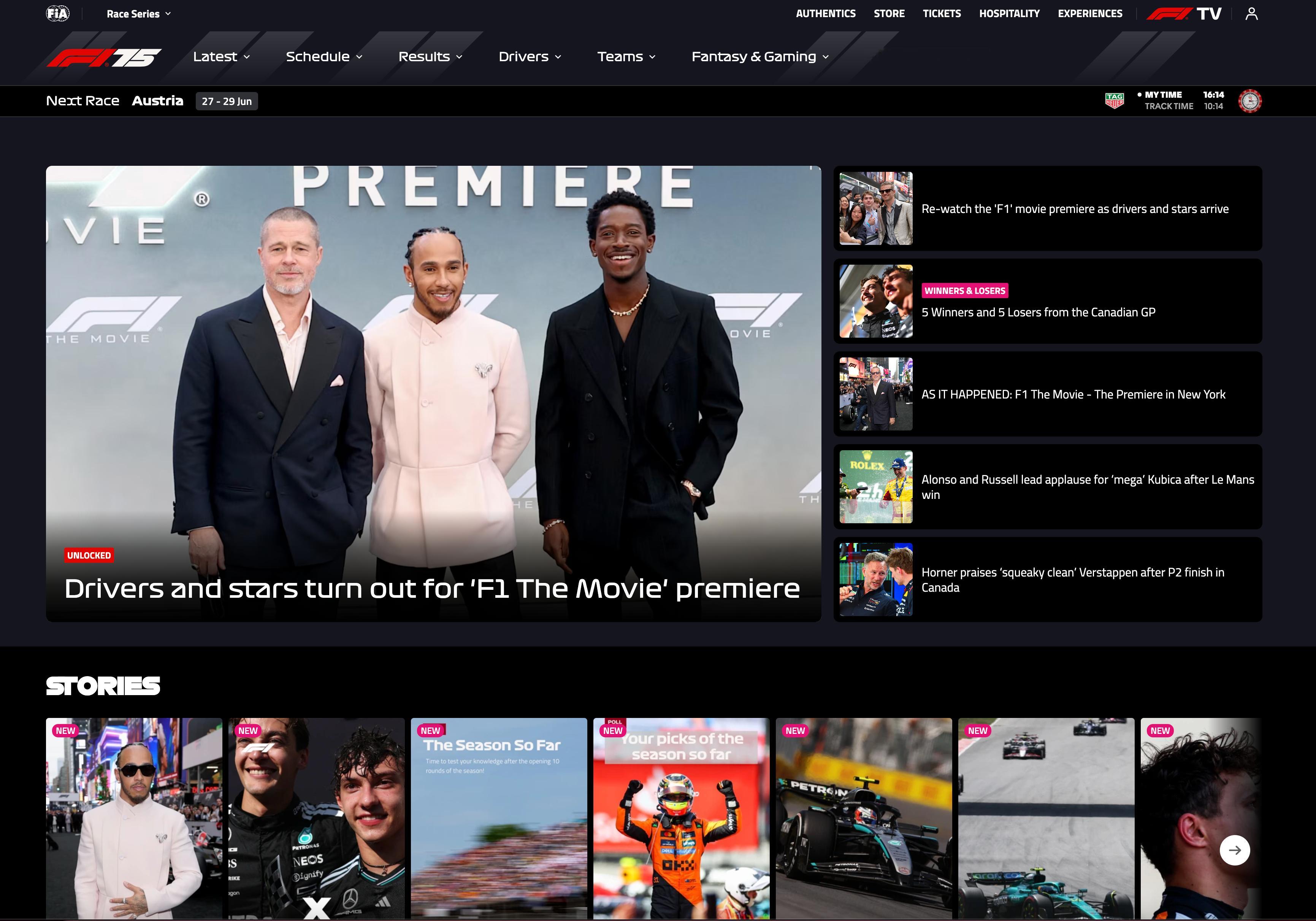 F1官网改版了，我还以为点进了网飞F12025F1加拿大大奖赛