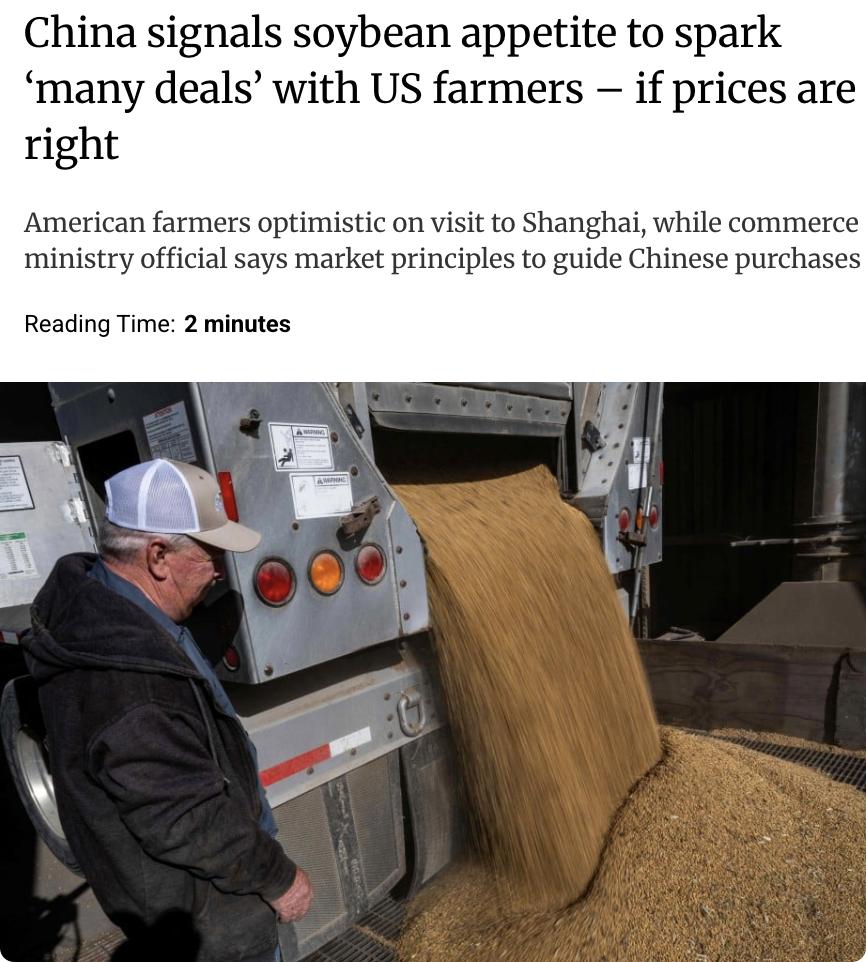 外媒：中国在中美达成大豆进口协议后，表示将根据市场原则鼓励企业进口美国农产品。中