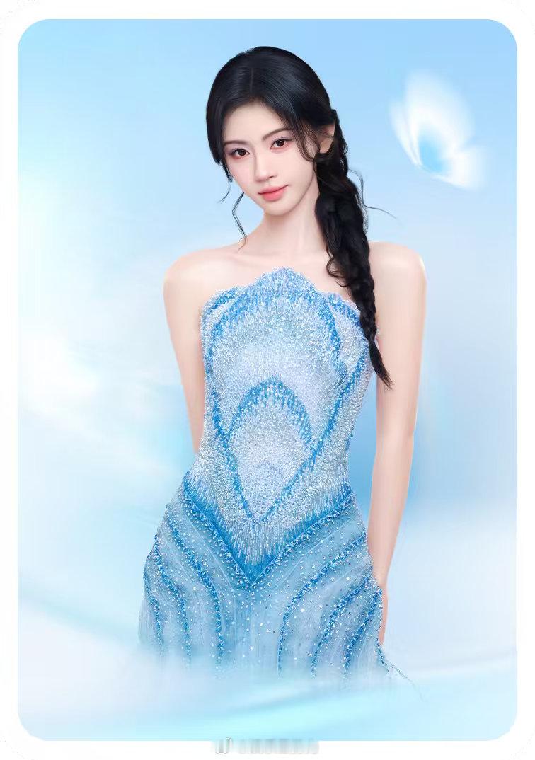 鞠婧祎的美不止一面她把可爱揉进双丸子里，把温柔缝进蓝钻裙边，麻花辫侧梳的弧度