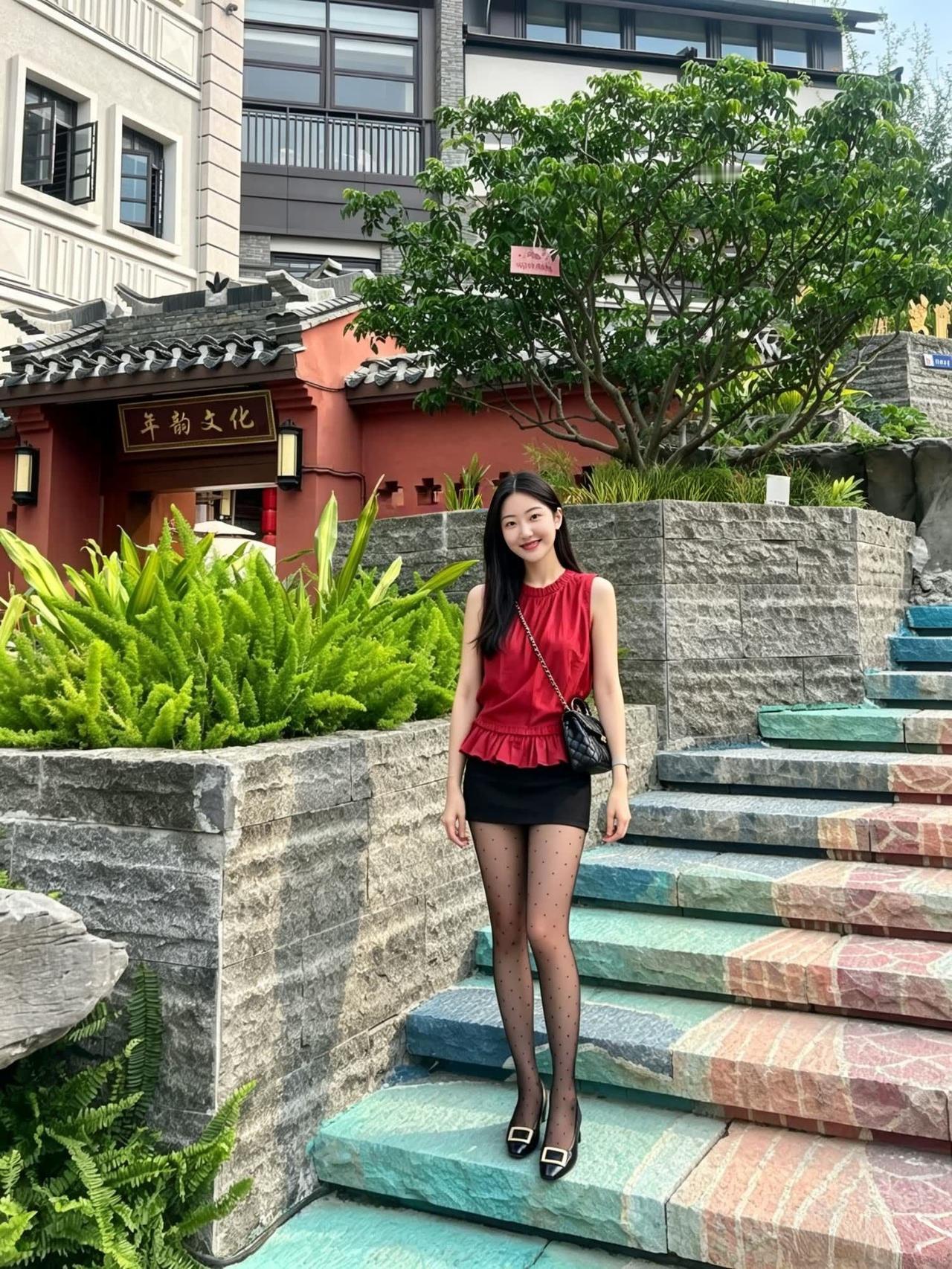 古巷红裙绝辣，青砖木窗慵懒感。松弛感穿搭分享明媚感穿搭自带松弛感的地方户外