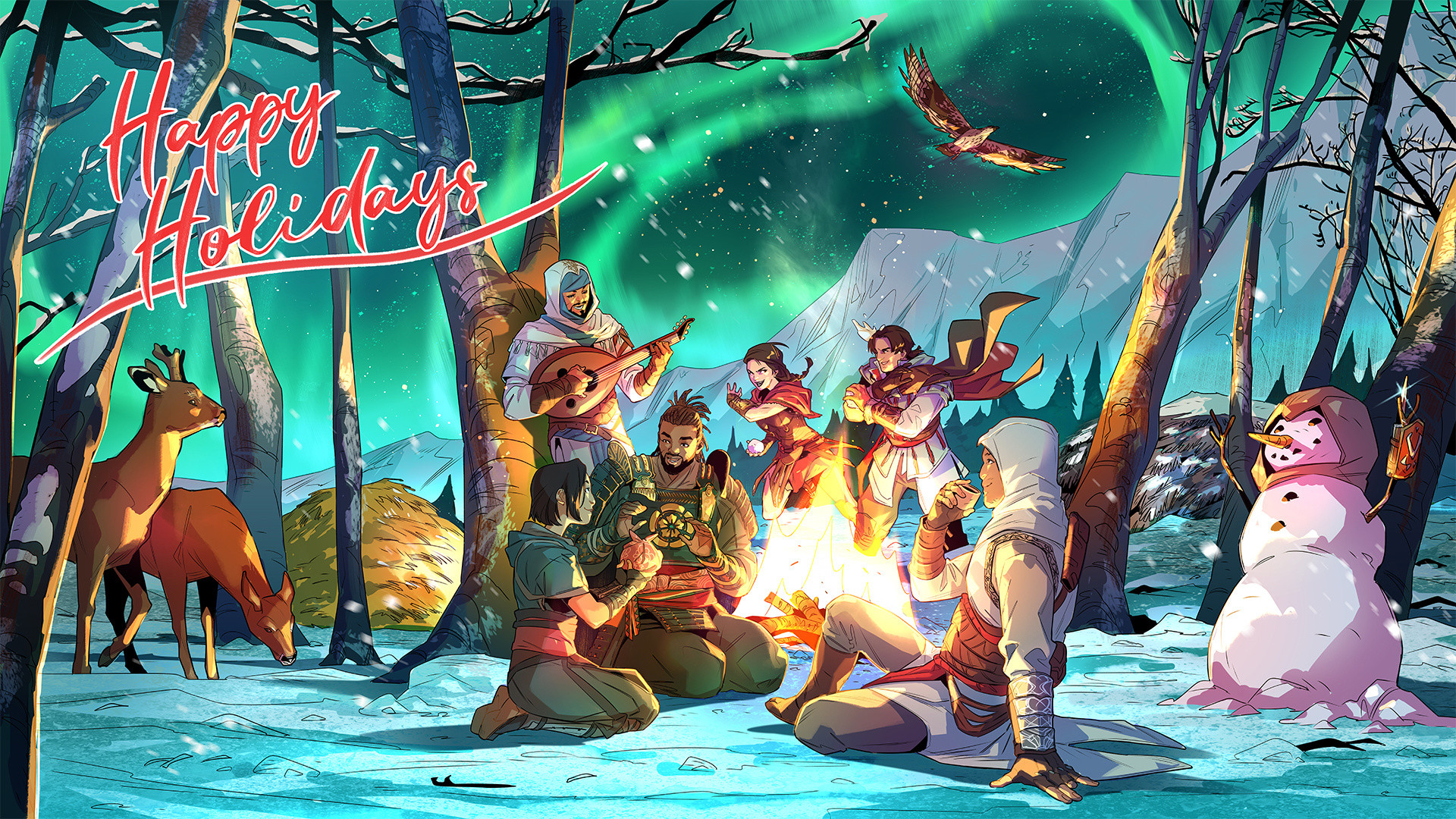 【《刺客信条》发布圣诞贺图，节日快乐刺客们！】圣诞节临近，《刺客信条》官方在推特