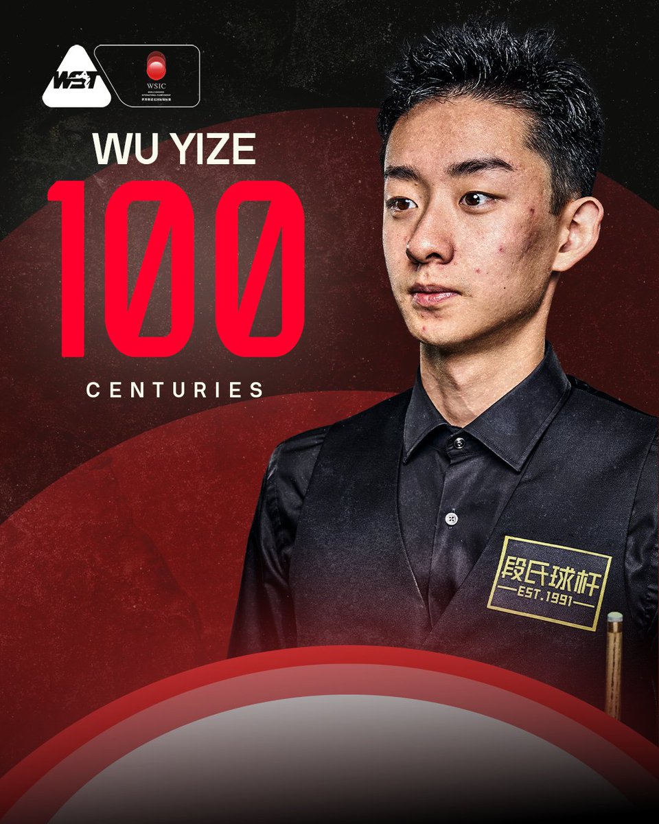 WST: 吴宜泽成第90位达成百杆破百成就的选手