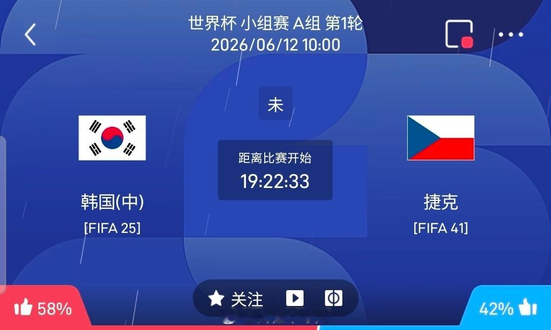 【足球】周四002世界杯方向：韩国vs捷克世界杯小组赛：韩国VS捷克比赛时间