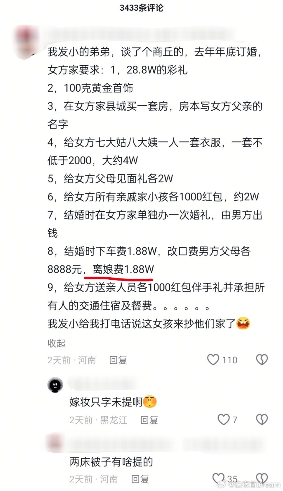 离娘费是什么？