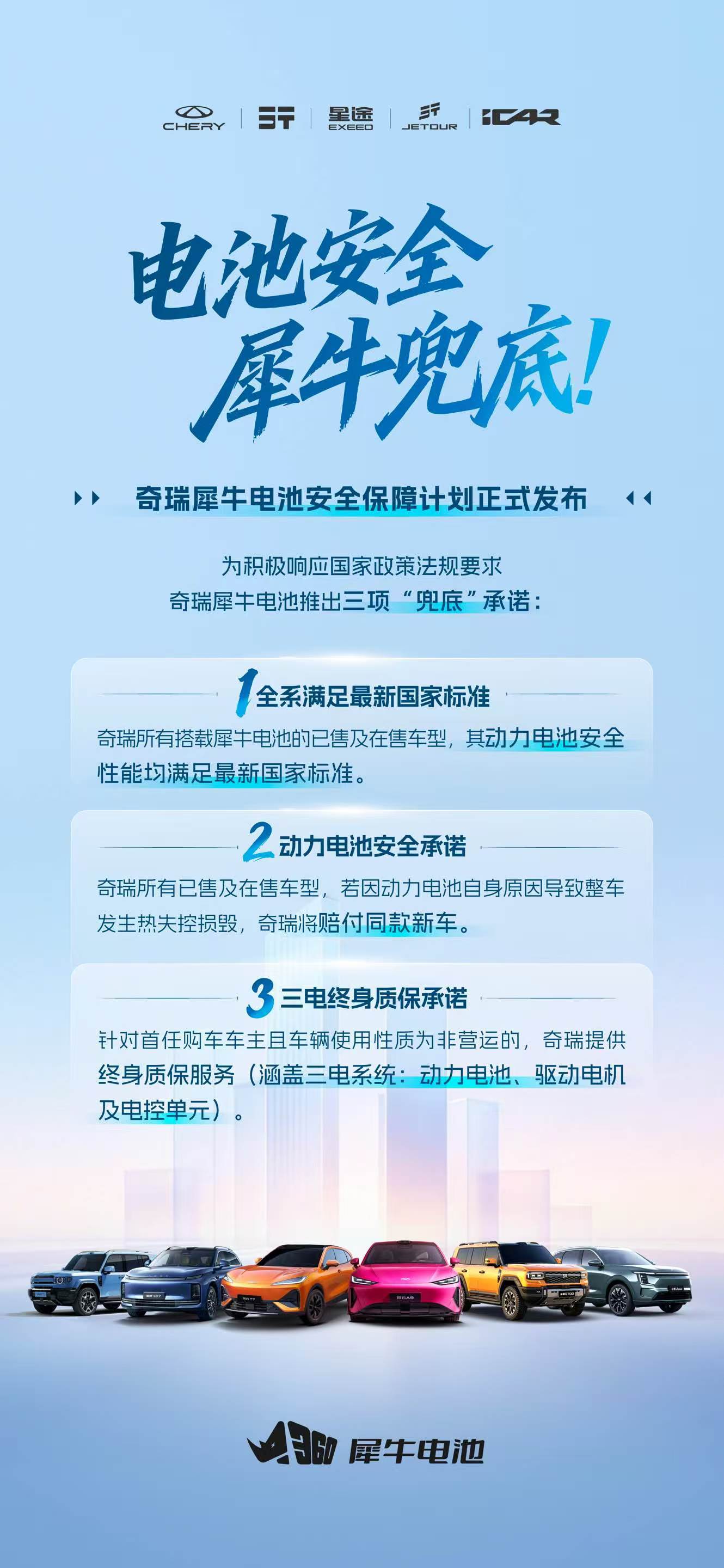 奇瑞宣布犀牛电池安全兜底计划盼了好久的风云A9、风云T7终于敲定，两款新车全部