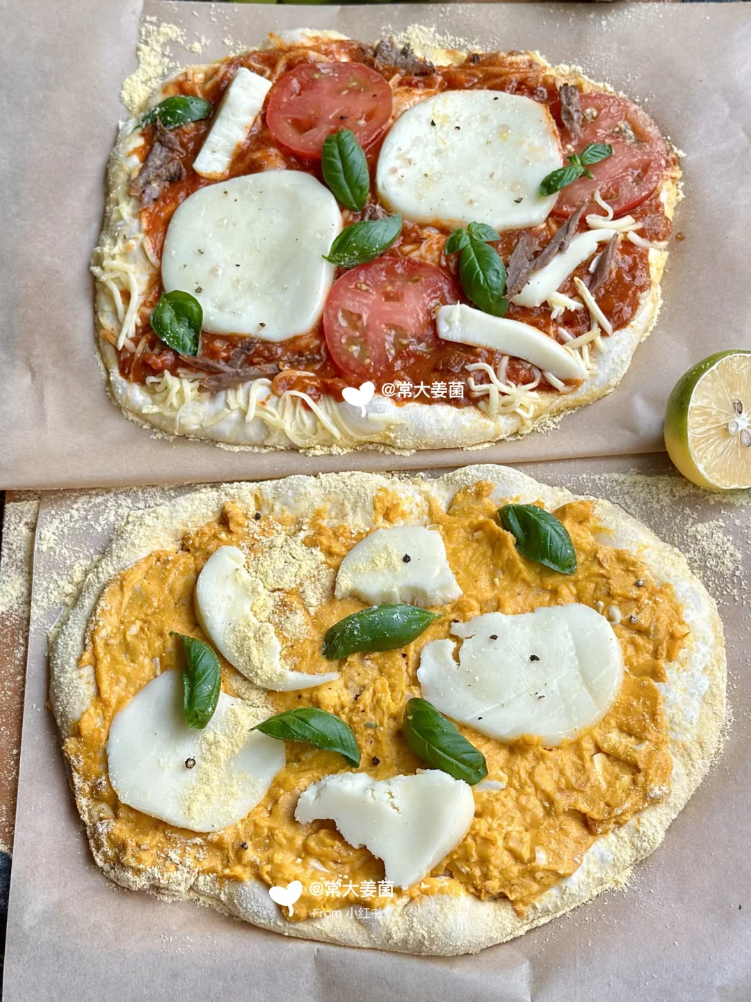 在家做薄底pizza🍕南瓜蛋黄馅！免揉、大气孔