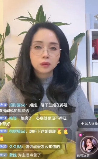 海丹姐直播间的粉丝分析说：“我觉得张兰女士说的是真的”！如兰姐说：“她与大s在北