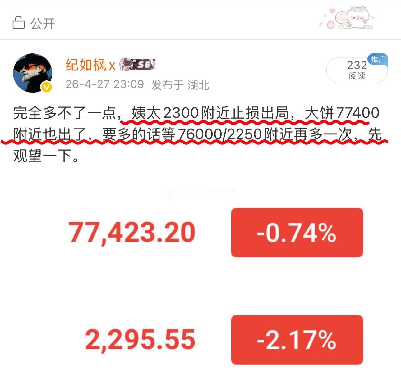 77400/2300附近明确止损！后面继续瀑布给到了76500/2260，看到的