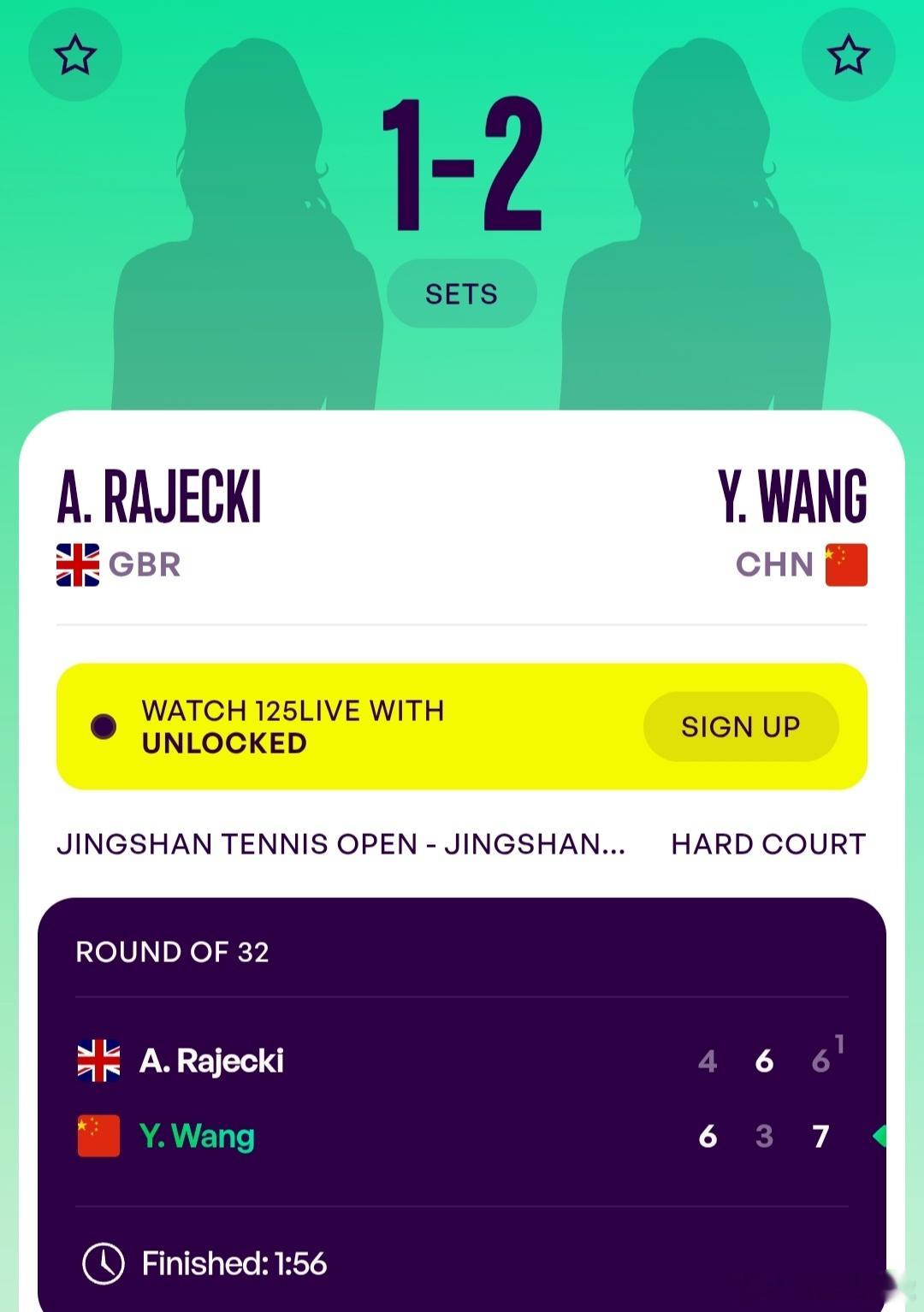 WTA125京山站🇨🇳女单首轮王雨涵🇨🇳6-4/3-6/7-6(1)战胜