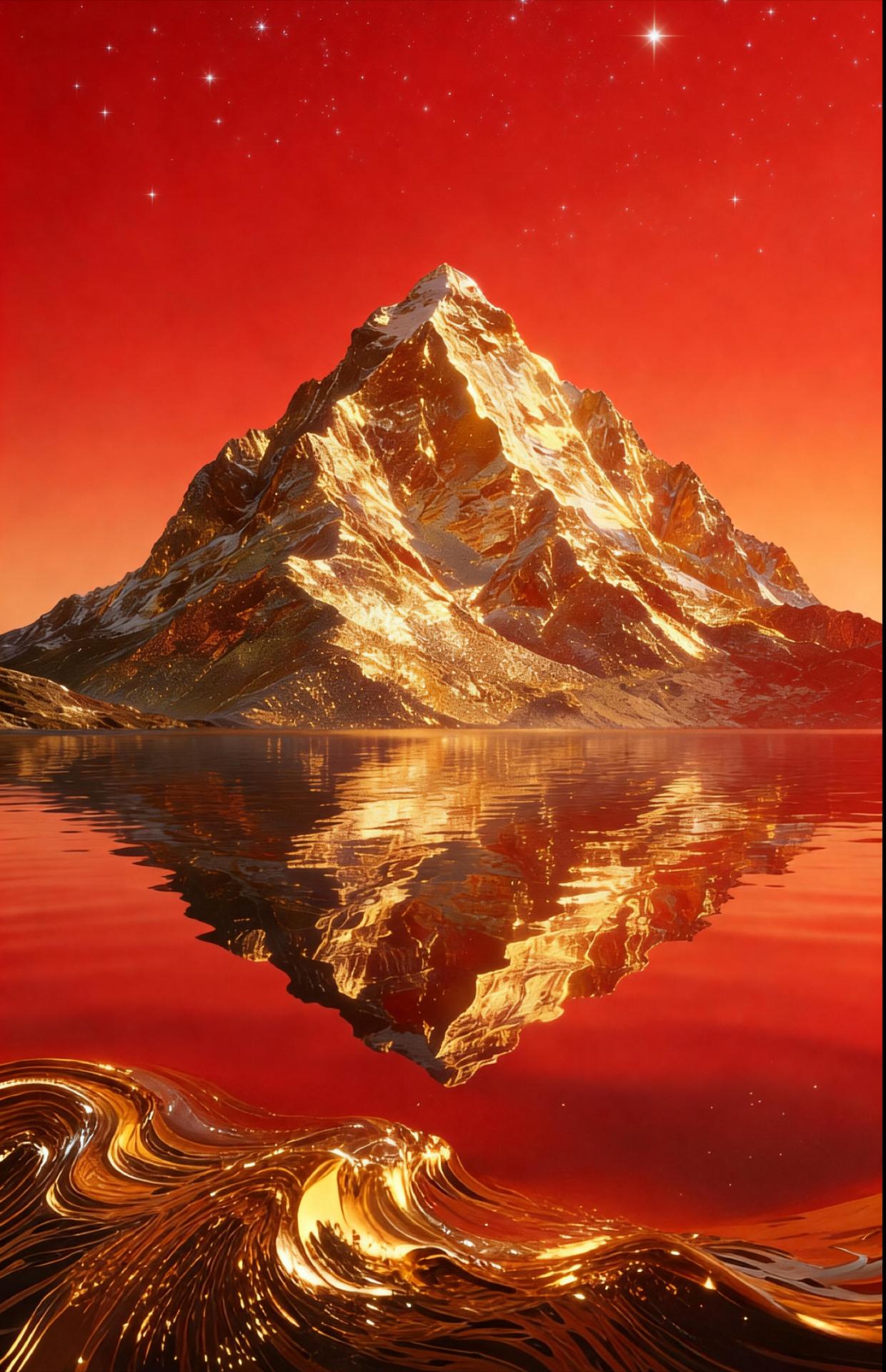 鸿运当头·金山满盈，花开富贵·吉祥如意传统文化正能量绘画