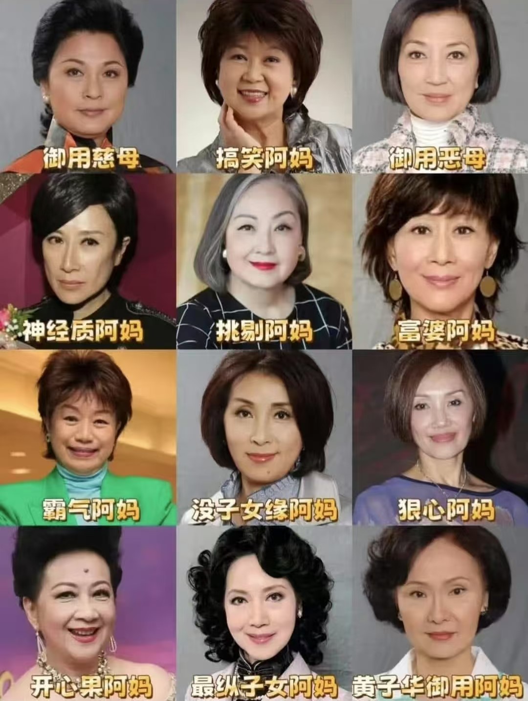 网友总结的TVB“御用爸妈”——都是人才！（出处：小某书）