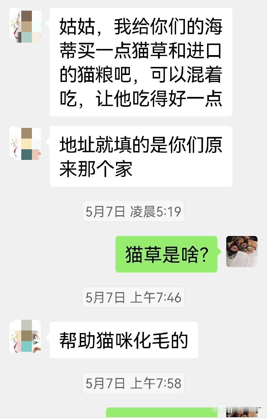 大侄女小雨五一来我家几天，没有嫌我家吃得不好，嫌我家的猫吃得不好。真的是侄女