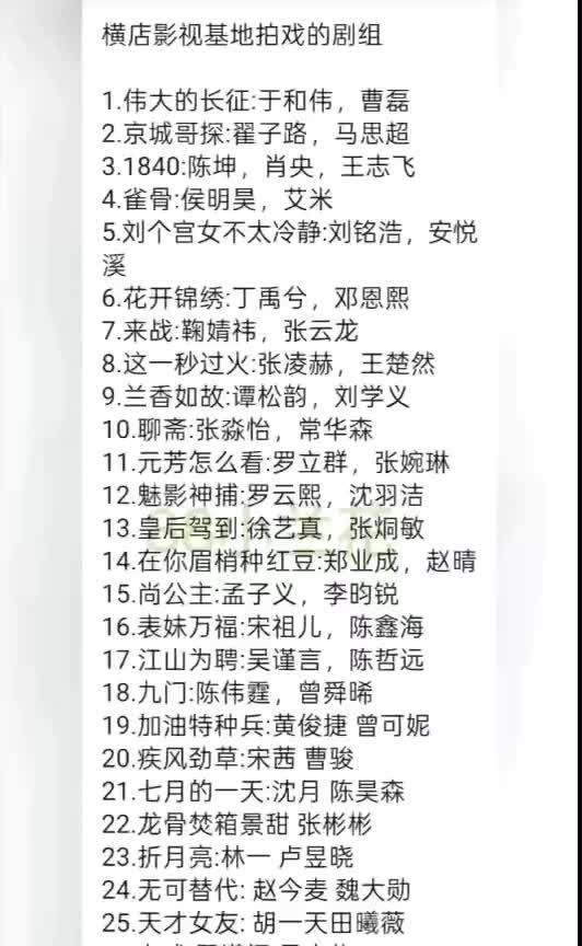 横店剧组最新动态！28部剧扎堆拍摄，顶流云集于和伟《伟大的长征》、陈坤《18