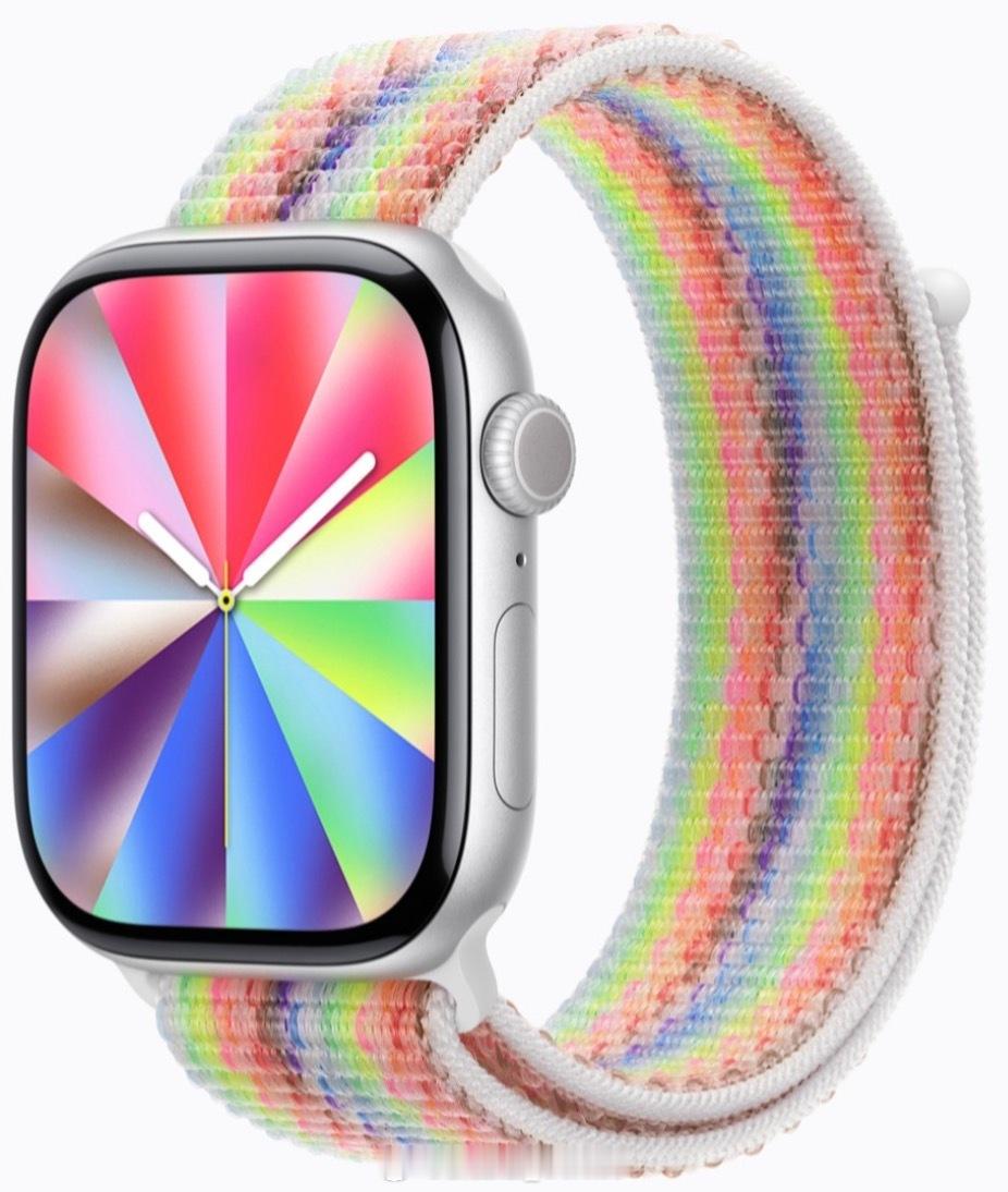 苹果推出2026款AppleWatch彩虹版回环式运动表带还有对应的专