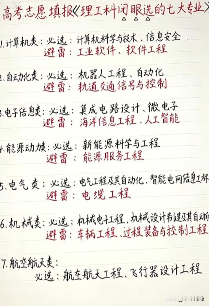 高考出分后，选理工科专业可愁坏了家长和孩子。这里给大家整理了理工科闭眼选的七大专