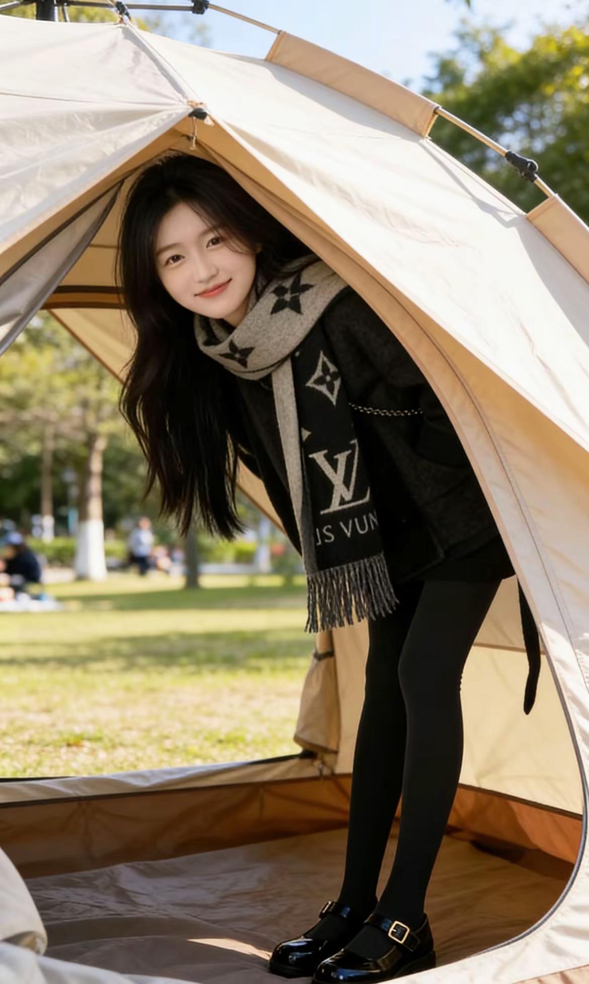 记录生活点滴。阳光、草坪、露营椅，冬日的浪漫藏在每一个定格里～户外拍照露营风