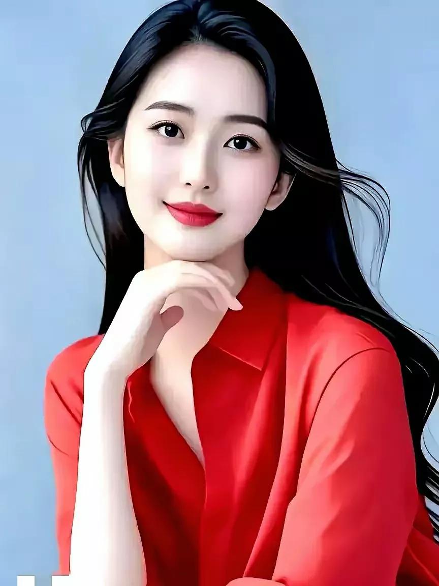 元气少女，红衣飘逸，微笑动人！🌸💖