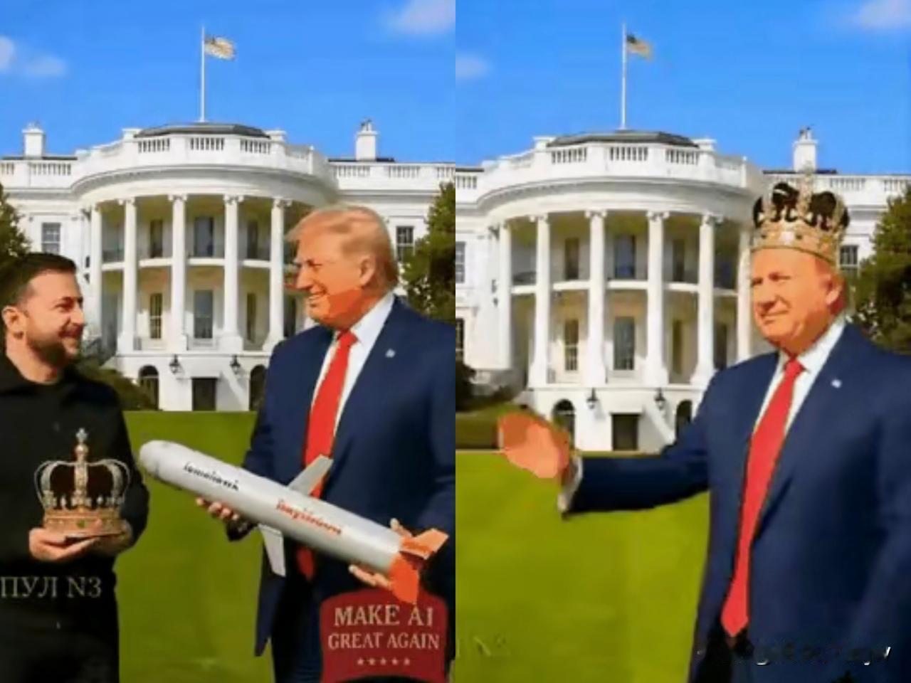 “卢浮宫劫案”告破！原来是司机抢劫了皇冠送给特朗普了。司机用皇冠换“战斧