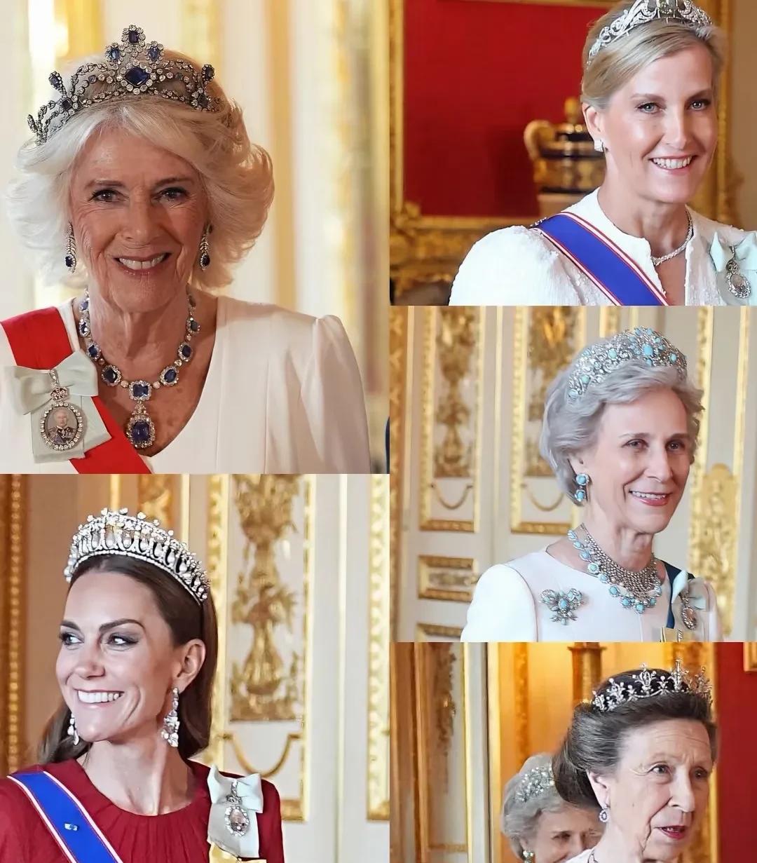 英国王室举行国宴，女眷们全员王冠好惊艳凯特王妃今晚惊艳亮相温莎城堡国宴，这是她
