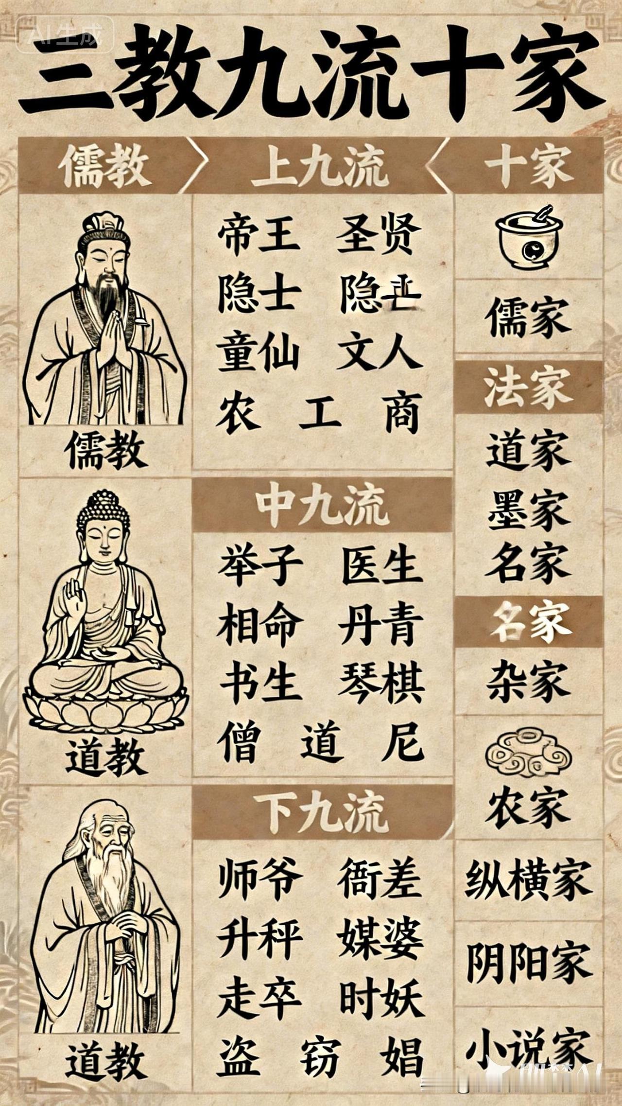 终于知道三教九流十家！