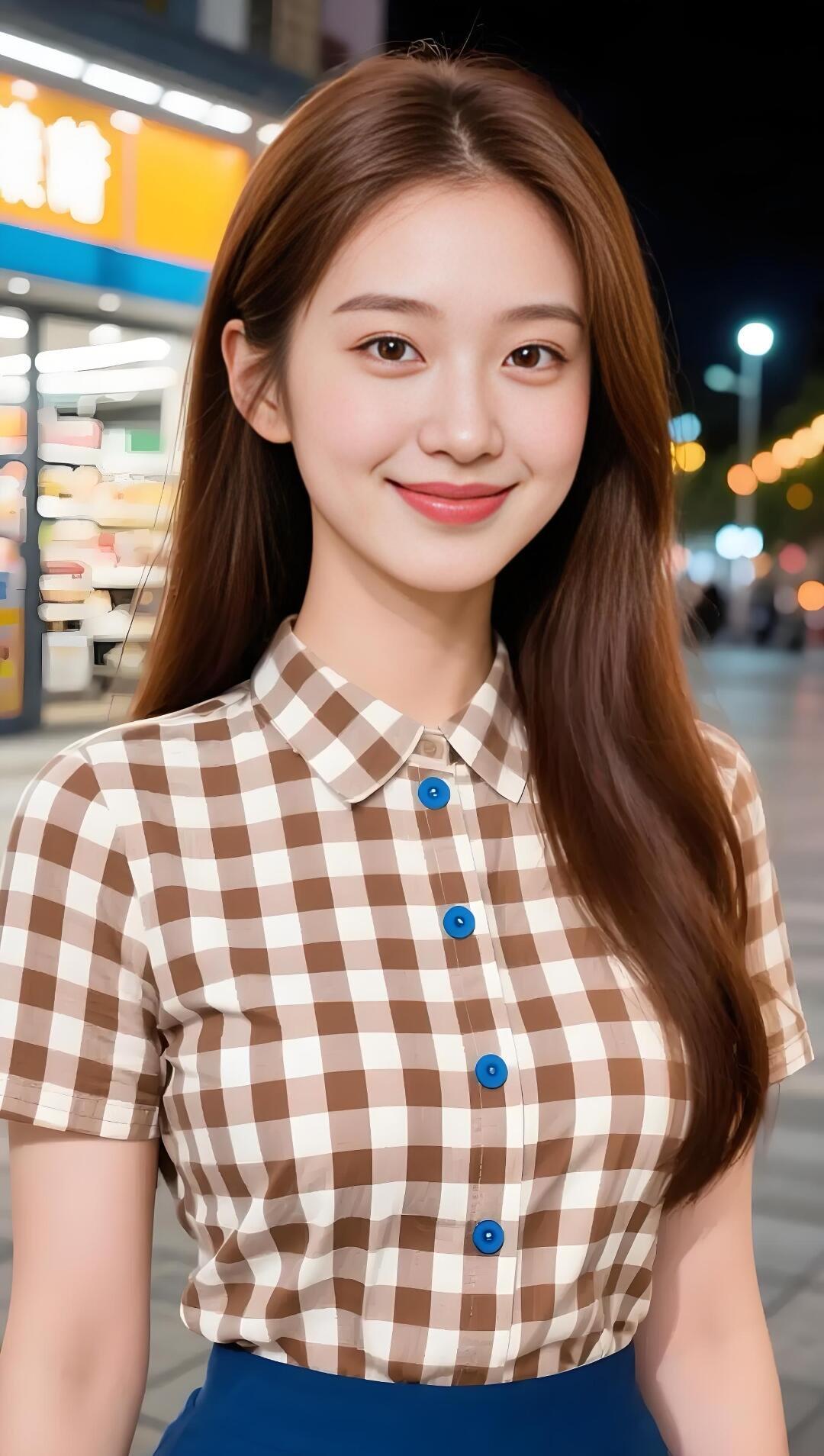 夜色笼街灯，美人笑语生。