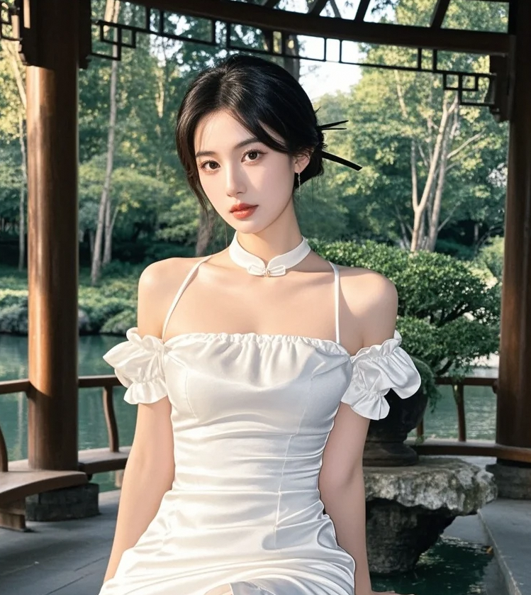 古亭轻倚处，眉眼含情韵如诗，这古典颜值能否入你梦之诗？