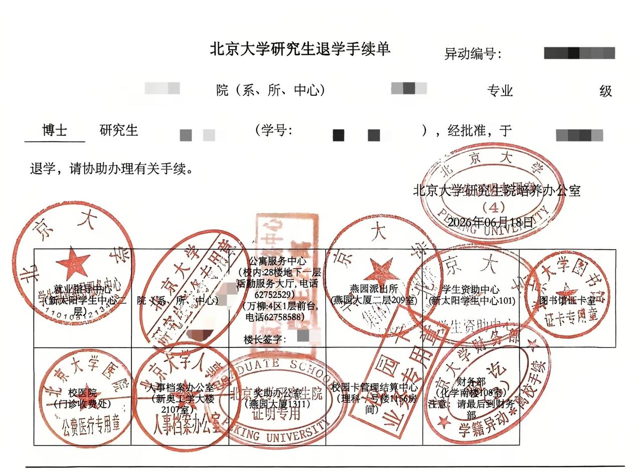 震撼了，北京大学博士生申请退学了！然后只有本科学历。这位北大博士是直博生，专业