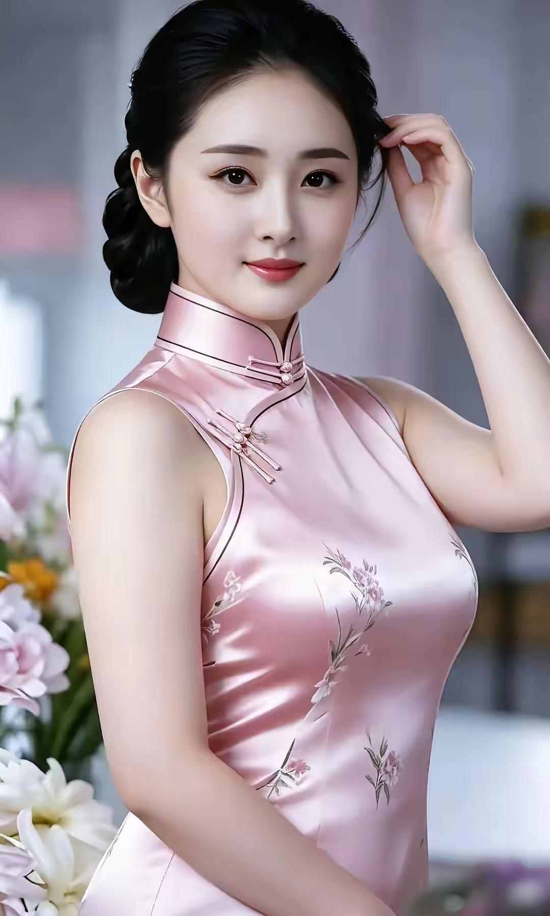 塞鸿秋·旗袍雅韵粉缎流光凝浅妆，纤腰窈窕柳丝长。盘花暗缀风情漾，绣枝轻