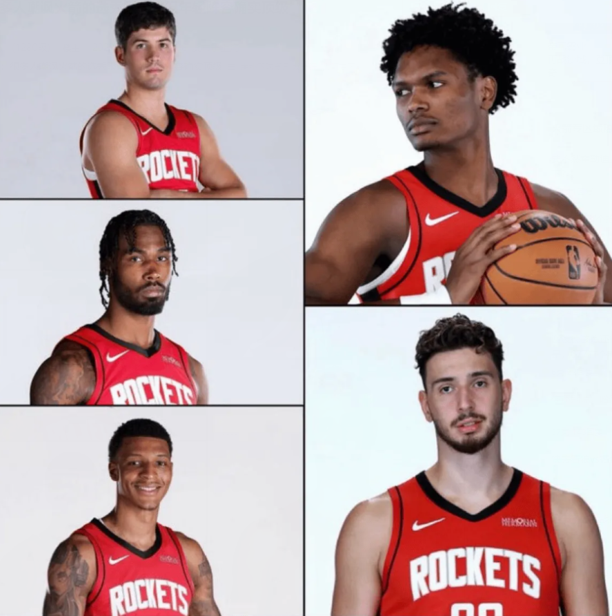 NBA圣诞大战，火箭119-96大胜湖人。赛后，火箭记者更推，并晒出了一张球队