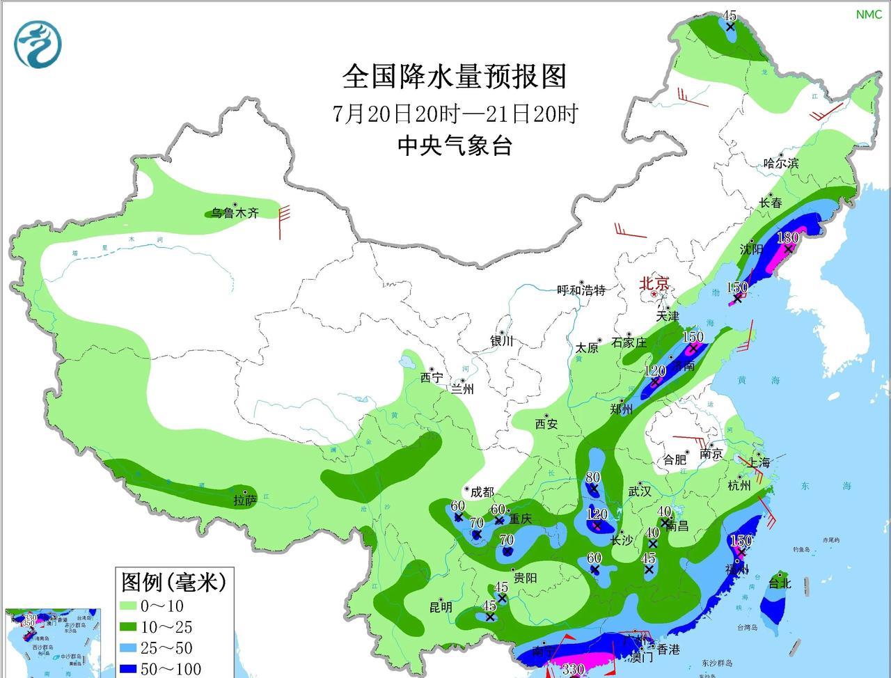 虽然上岸减弱了，但其庞大的环流叠加季风水汽输送，南方多地仍有大范围降水过程。特别