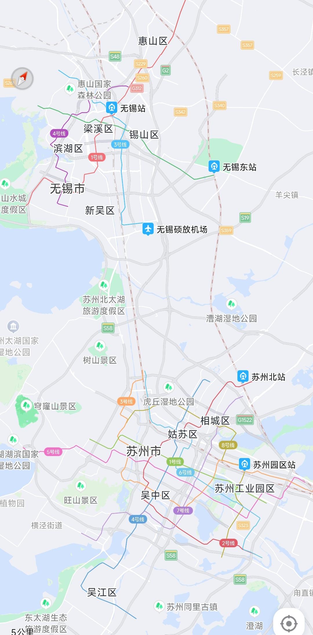苏州、无锡、常州市区离得那么近，很可惜时至今日苏锡常的地铁没有完全连起来，依然还