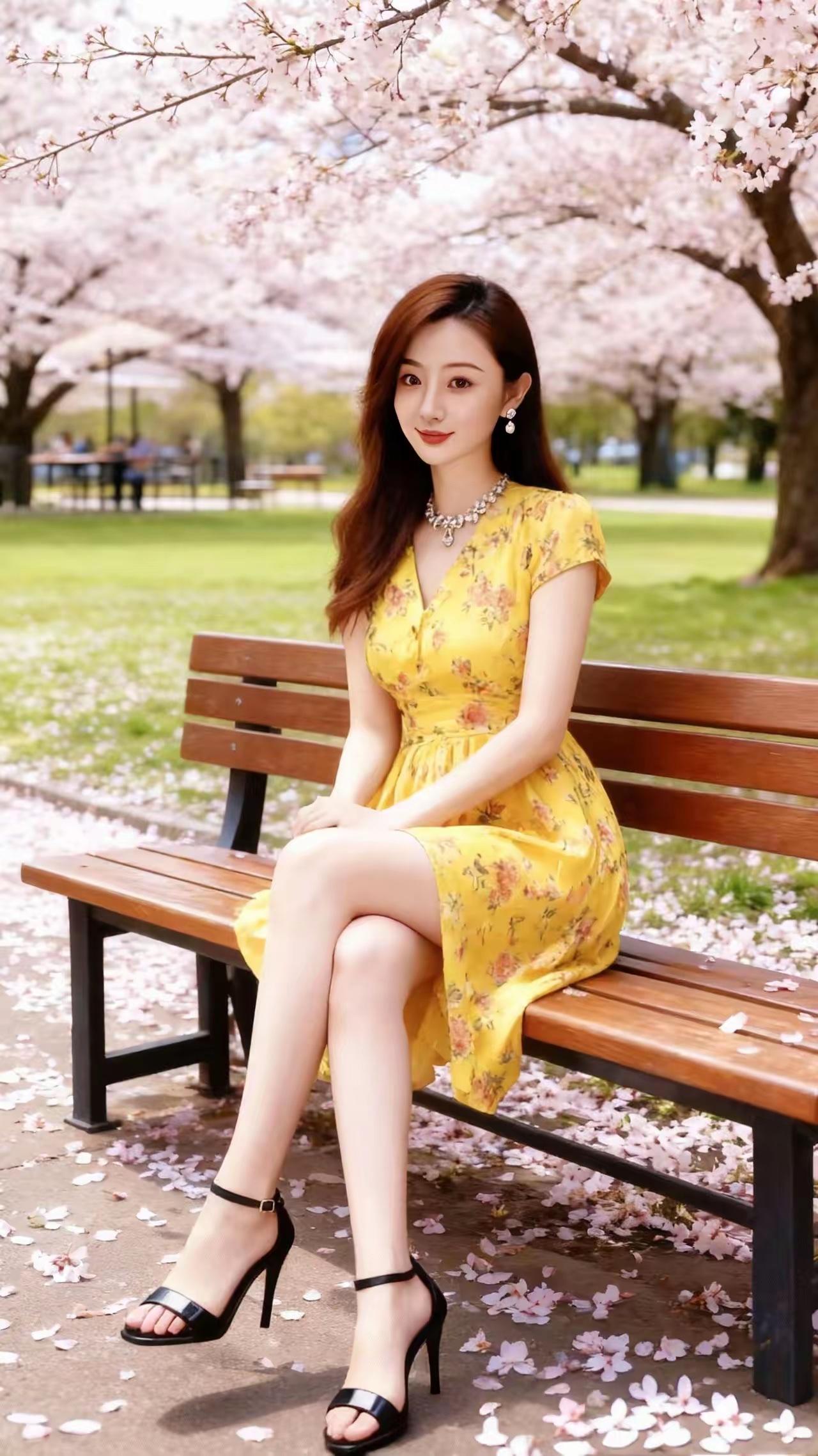 樱花树下，优雅坐等，春日浪漫