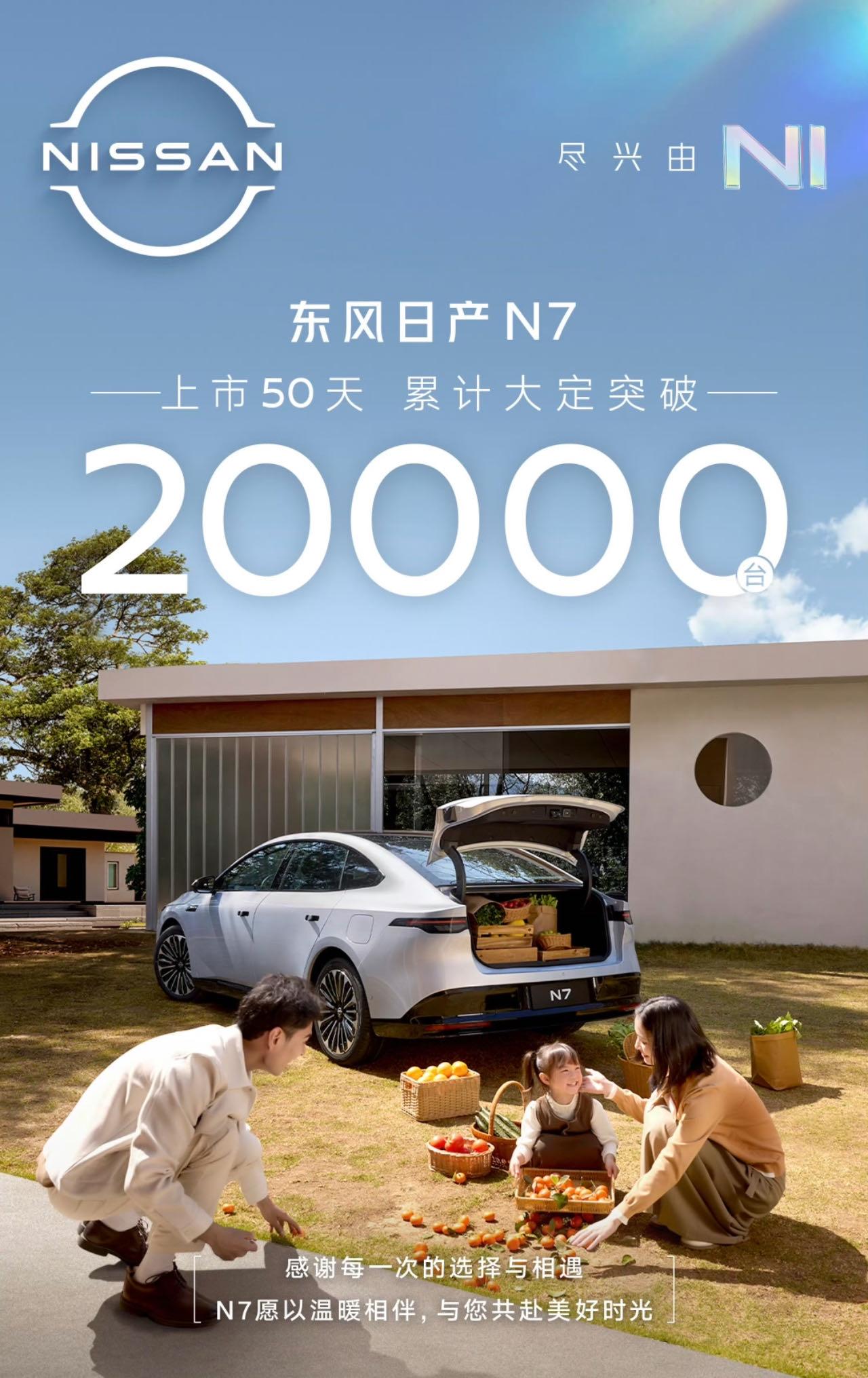 东风日产N7上市50天，累计大定突破2万台了。这台车能取得这样的成绩，并不意外