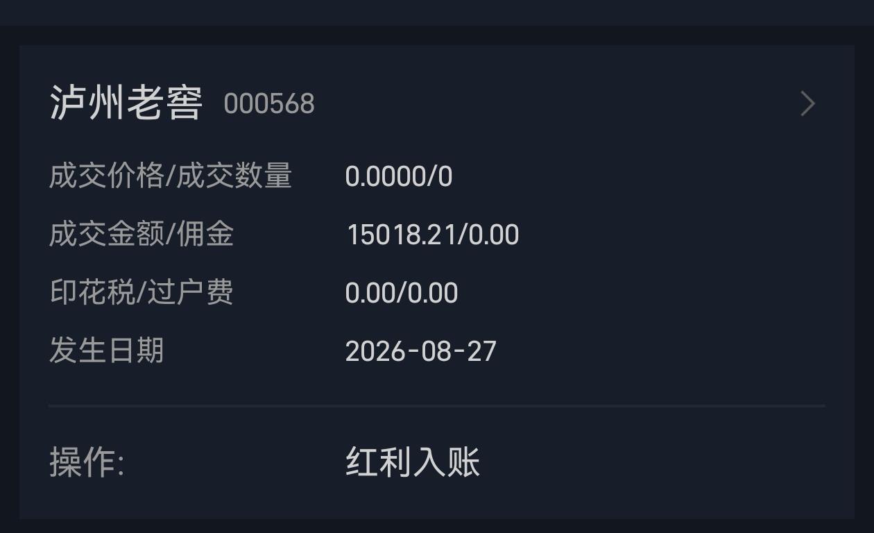 我持仓的股票中，2025年度最后一家进行年终分红的公司是泸州老窖，每股分红4.4