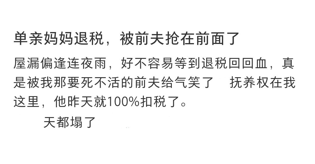 退税被前夫抢在前面了退税被前夫抢在前面了