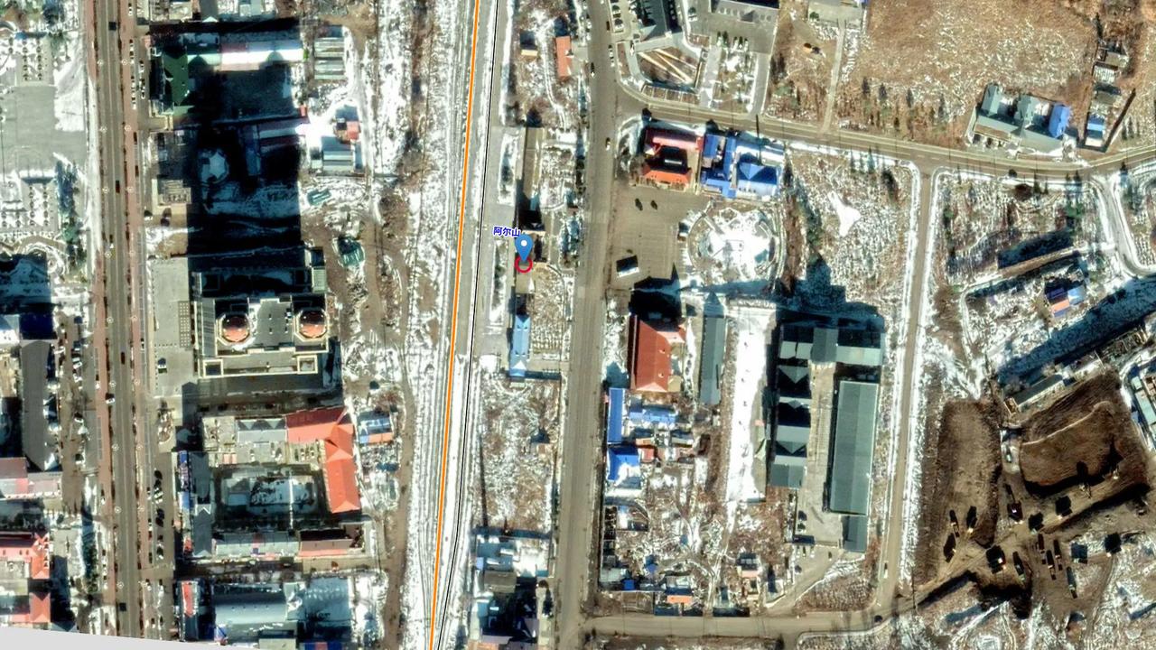 中国最小最美火车站-内蒙古阿尔山市火车站-阿尔山站​​高清卫星地图1937年建