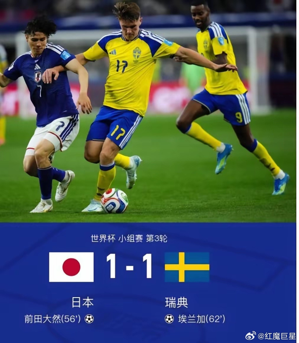 日本1-1平瑞典，这无疑给韩国队伤口撒了把盐！荷兰3-1胜突尼斯，小组第一晋级；