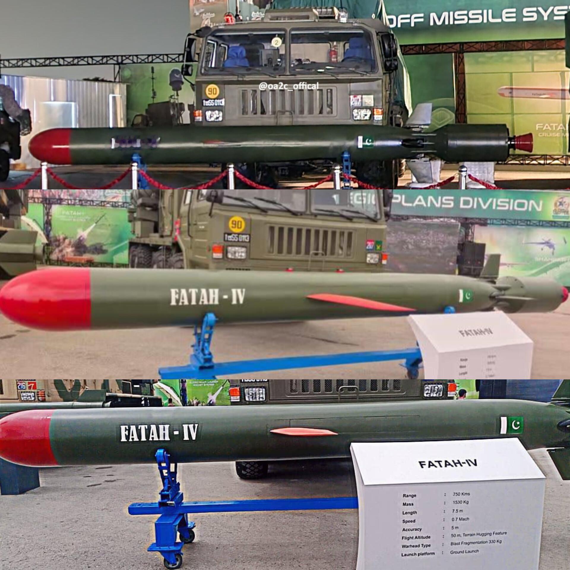 🔻巴基斯坦🇵🇰新展示的法塔赫4巡航导弹。🔻体量和战斧导弹基本上一致，战斗