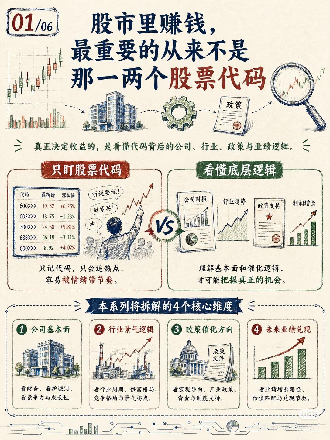 炒股真正的清醒股市里赚钱，从来不是靠猜对股票代码。只追热点、听消息，