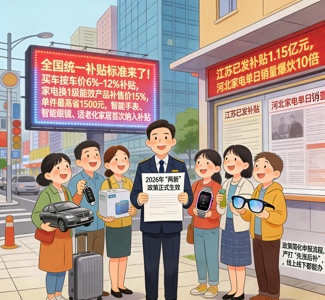 2026“两新”政策落地！买车换家电最高补贴15%，消费市场已燃2026年