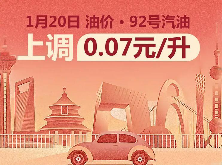 加满一箱油多花3.5元1月20日24时国内油价迎来首次上调日前，根据国家发改
