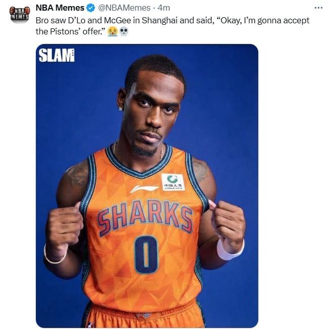 杜伦和活塞达成5年二亿美元的保障合同，上海大鲨鱼却意外中枪。NBA名记Me