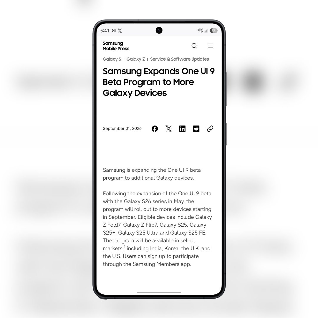 三星已正式确认，OneUI9.0Beta计划将于9月起扩展至更多Galaxy设备GalaxyS25系