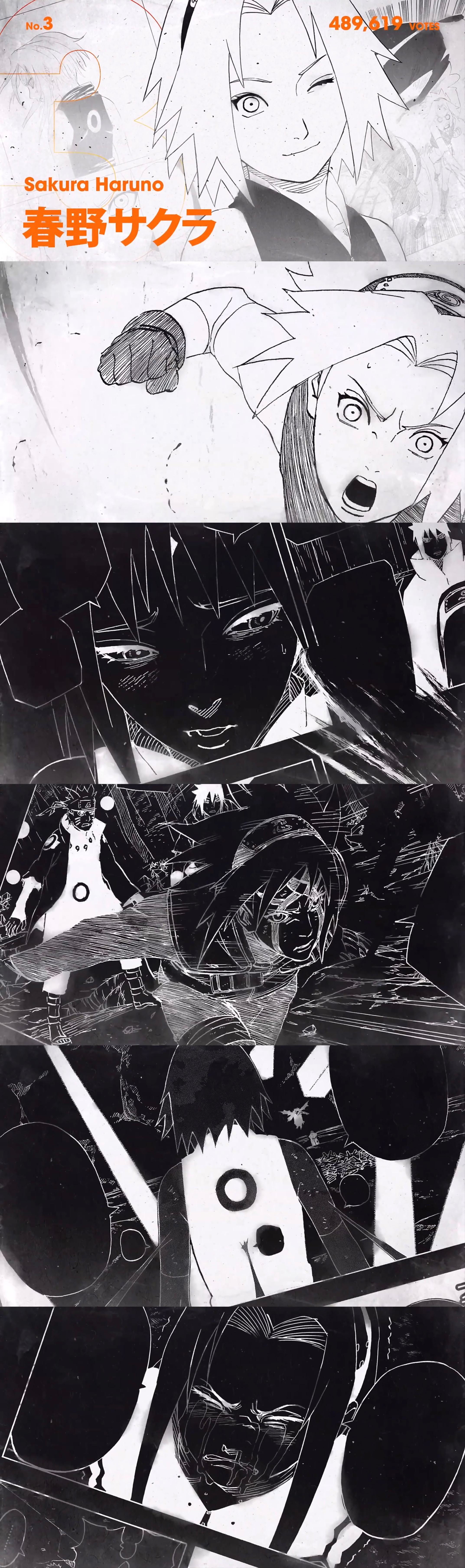 『火影忍者』世界范围角色人气投票最终结果pv截图截了前18位的角色做了个拼图