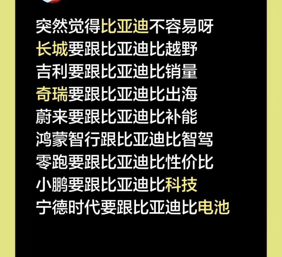比亚迪还是太全面了。​