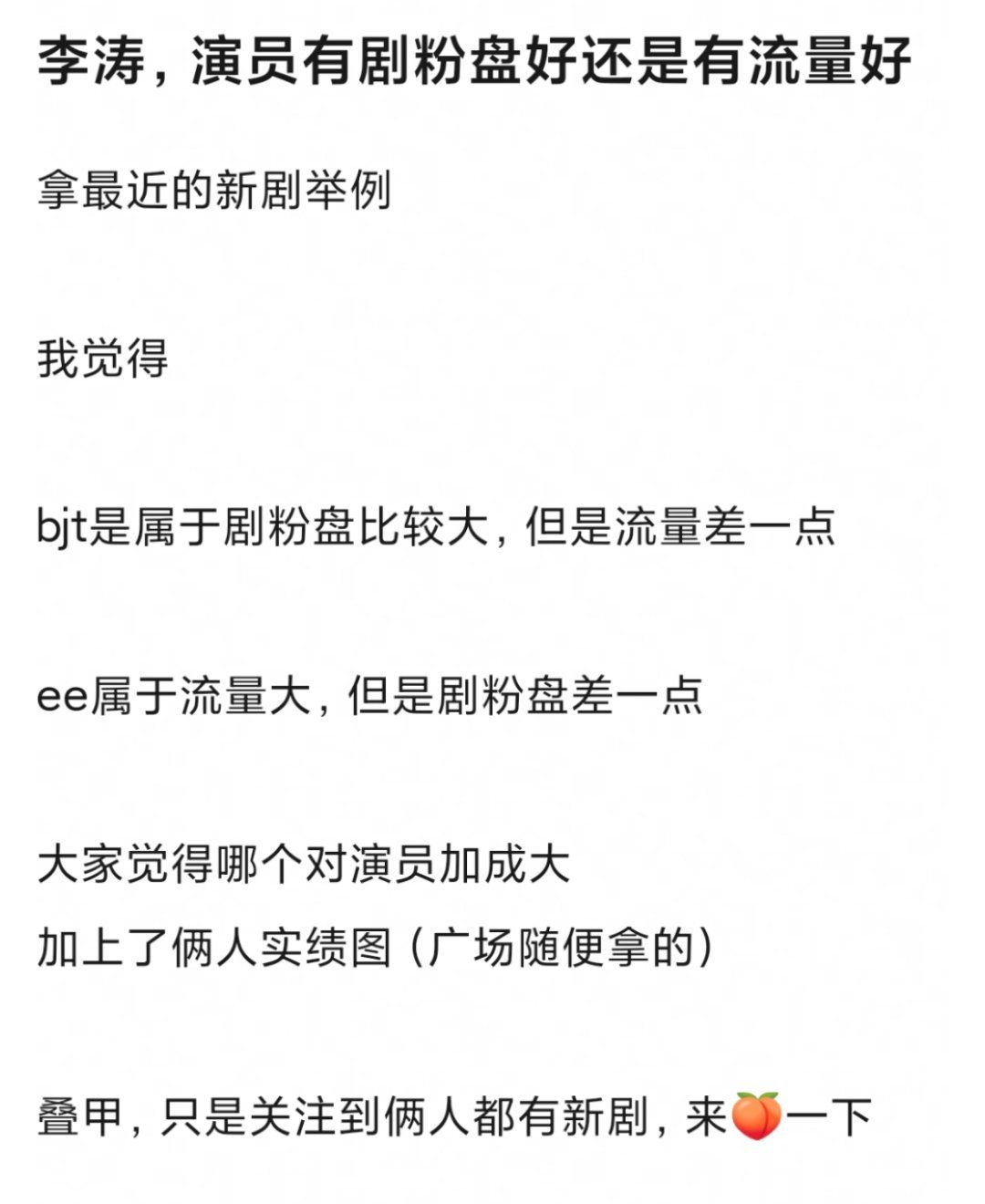 论坛热议，演员是有剧粉盘好，还是有大流量好？网友以最近同时在播的两部90🥜网剧