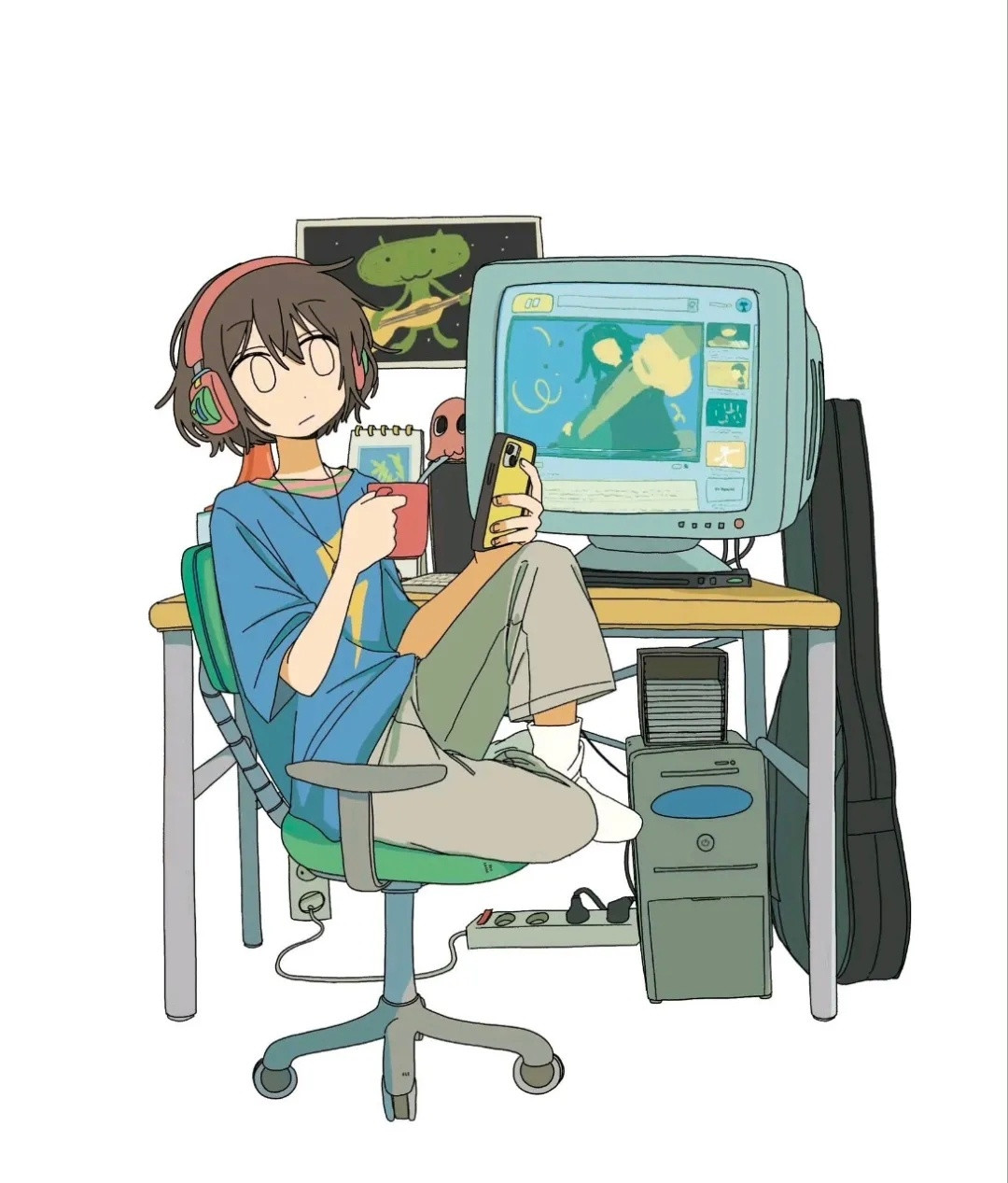 动漫春日企画壁纸次元新星计划治愈系复古日系少女插画，原来日常也可以这么可爱。