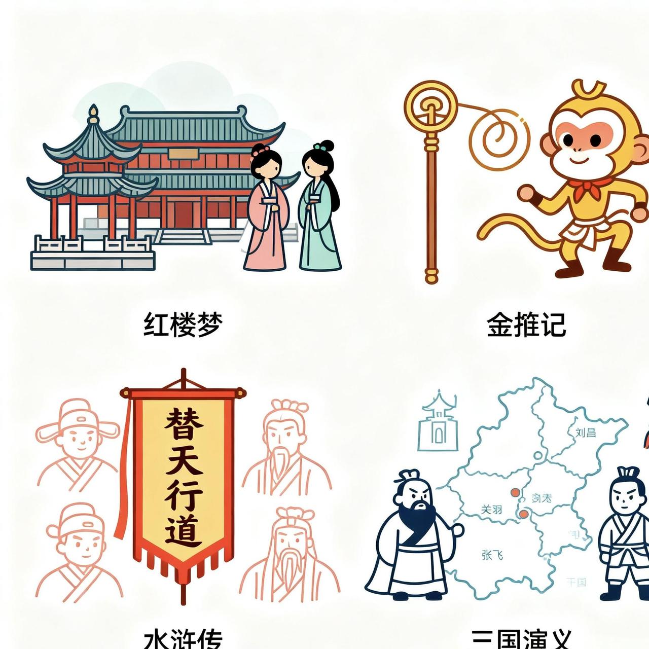 四大名著讲的是什么西游记。1.人要经过很多考验，才能达成愿望。咱