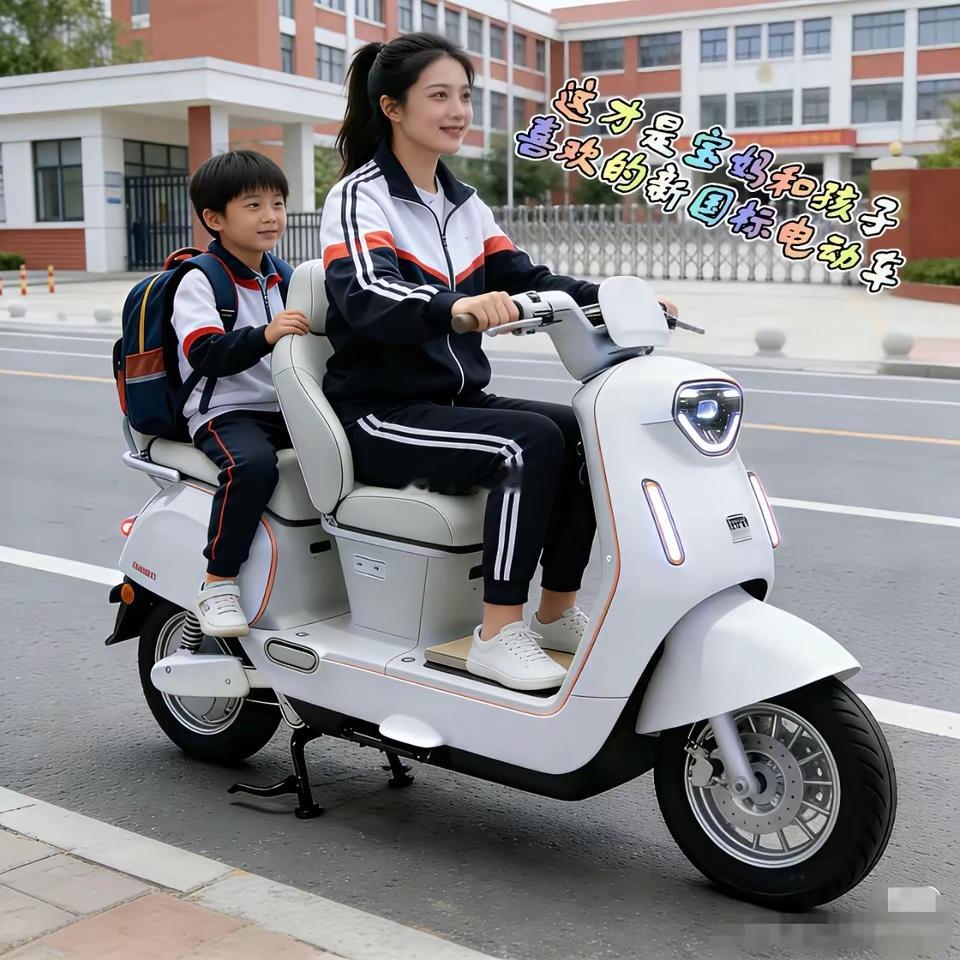 这才是大家想要的新国标！你们看这新国标电动车多带劲！宝妈骑上载娃接放学，座椅软乎